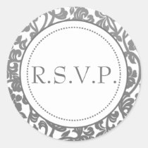 Gothic Grey & White Flourish Envelope Seals Sticker