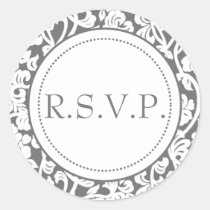Gothic Grey & White Flourish Envelope Seals Round Sticker