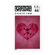 Gothic Grunge Heart Skull Custom Postage