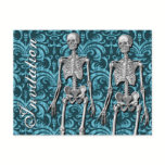 Gothic Halloween Ball Damask Skeleton Invitations postcards