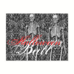 Gothic Halloween Ball Damask Skeleton Invitations postcards