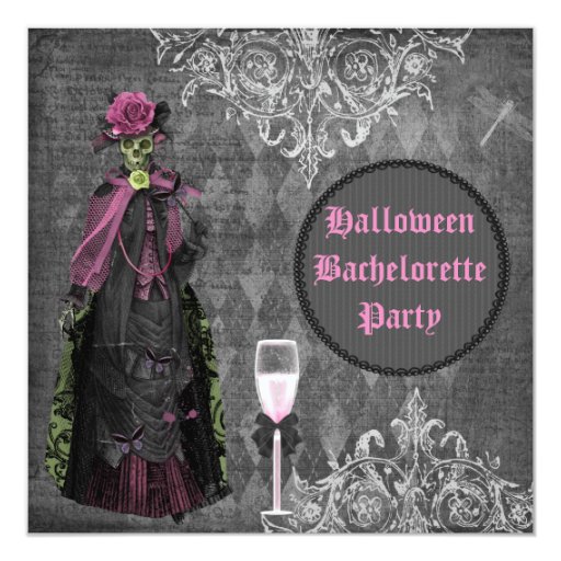 Gothic Halloween Bride Shabby Chic Bachelorette Personalized Announcements