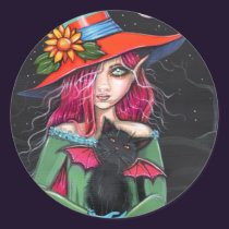 Gothic Halloween Witch Cat Stickers stickers