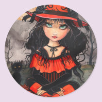 Gothic Halloween Witch Cat Stickers