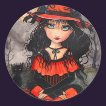 Gothic Halloween Witch Cat Stickers stickers