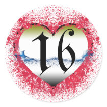 Gothic Heart 16th Round Sticker