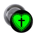 Gothic Heart & Cross (Black + Green) buttons