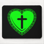 Gothic Heart & Cross (Black + Green) mousepads