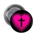 Gothic Heart & Cross (Black + Pink) buttons
