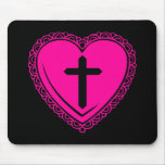 Gothic Heart & Cross (Black + Pink) mousepads