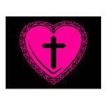 Gothic Heart + Cross (Black + Pink) Post Cards