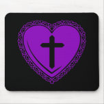 Gothic Heart & Cross (Black + Purple) mousepads