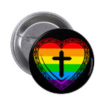 Gothic Heart & Cross (Black + Rainbow) buttons