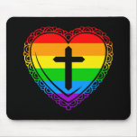 Gothic Heart & Cross (Black + Rainbow) mousepads