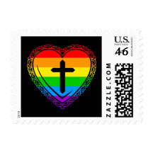 Gothic Heart & Cross (Black + Rainbow) Stamp