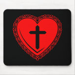 Gothic Heart & Cross (Black + Red) mousepads