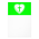 Gothic Heart + Cross (Green + White) stationery