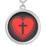 Gothic Heart + Cross Necklace (Black + Red) necklaces
