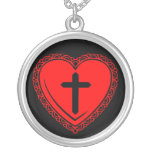 Gothic Heart + Cross Necklace (Black Red) necklaces
