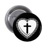 Gothic Heart & Cross Pin (Black & White) buttons