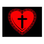 Gothic Heart + Cross Postcard (Black + Red)