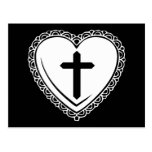 Gothic Heart & Cross Postcard (Black & White)