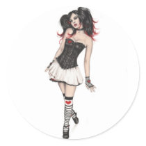 Gothic Heart Doll Sticker