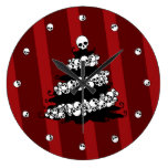 Gothic Holiday Tree Skull Garland Wall Clock