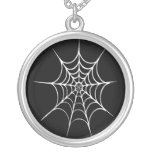 Gothic Horror Spider Web Sterling Silver Necklace necklaces