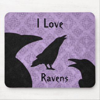 Gothic I Love ravens Mousepad
