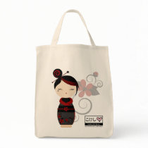 Gothic Kokeshi Grocery Tote bags