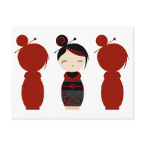 Gothic Kokeshi x4 postcards