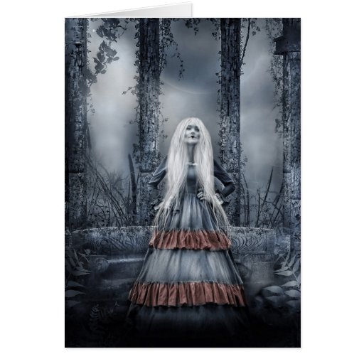 spooky gothic lady greeting card