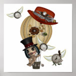 gothic laveau hot air balloon steampunk art poster