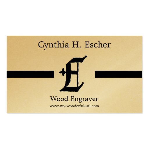 Gothic Letter "E" Classic English Initial Business Card Template (front side)