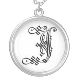 Gothic Letter I or J Necklace necklace