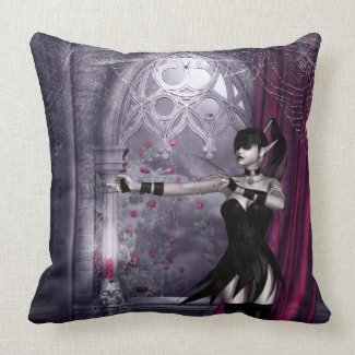 Gothic Mechanika Girl in Creepy Church Pillow throwpillow