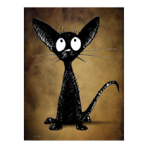 Gothic Oriental Black Cat Print