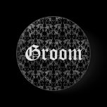 Gothic pattern button for the Groom black gray