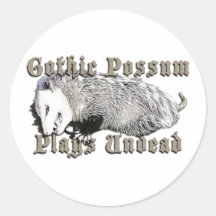 Gothic Possum Plays Undead Round Stickers