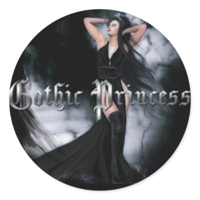 Gothic Princess Round Sticker by MoonArtandDesigns