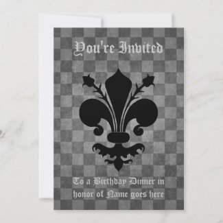 Gothic punk black fleur de lis Birhtday Dinner zazzle_invitation