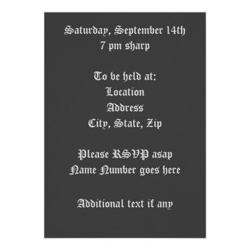 Gothic punk black fleur de lis Birhtday Dinner Announcements