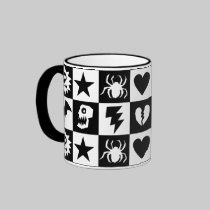 Gothic Punk Checkers mugs
