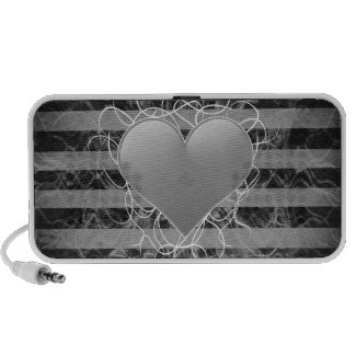 Gothic punk emo black and white heart with stripes doodle