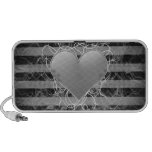 Gothic punk emo black and white heart with stripes mini speakers