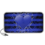 Gothic punk emo blue heart with black stripes notebook speakers