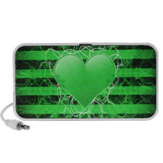 Gothic punk emo green heart with black stripes doodle