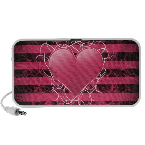 Gothic punk emo pink heart with black stripes iPhone speakers