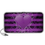 Gothic punk emo purple heart with black stripes iPhone speaker